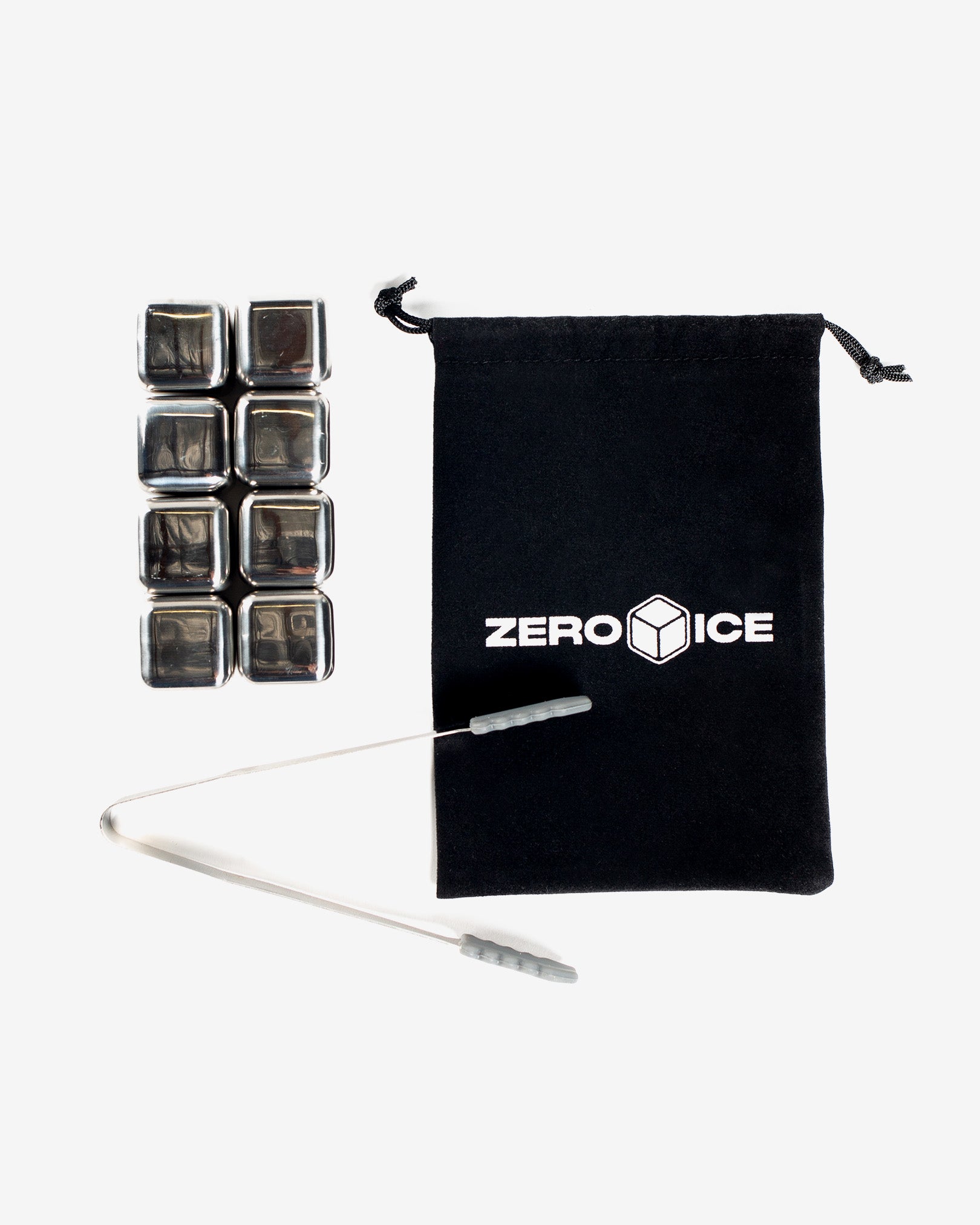 Zero Ice Reusable Stainless Steel Cubes (8pack) + Tongs ZERO ICE Zero Ice Reusable Stainless Steel Cubes (8pack) + Tongs ZERO ICE
